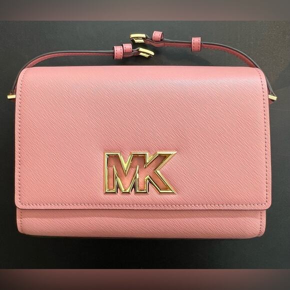 K10 NWT Michael Kors Mimi Medium Leather Messenger Bag Primrose - Picture 1 of 6